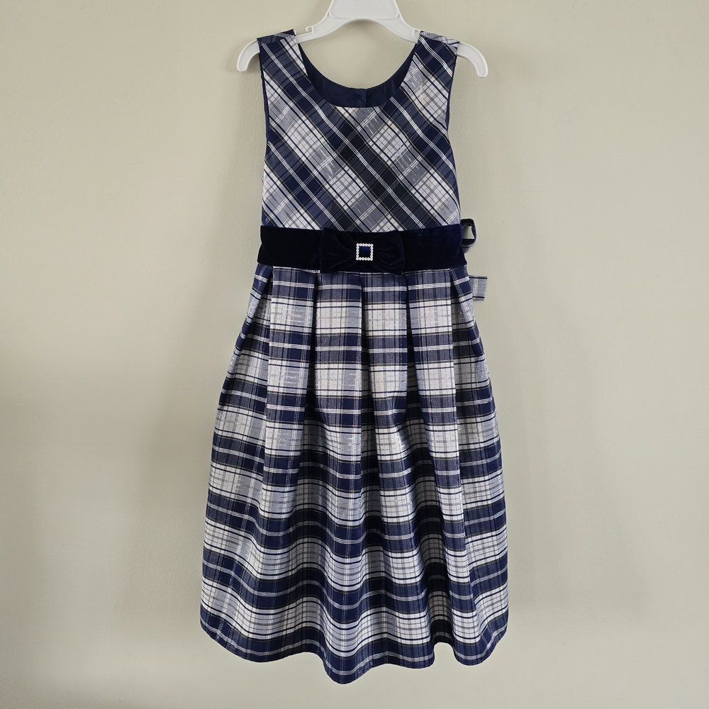 Jona Michelle Navy and White Plaid Dress